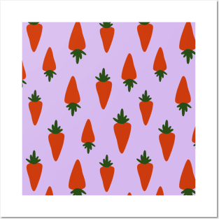 carrot pattern in purple background Posters and Art